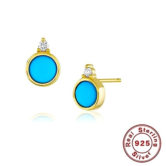 Jewelry - Gold Turquoise Stud Earrings
